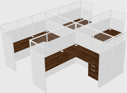 Shared l-shaped cubicle