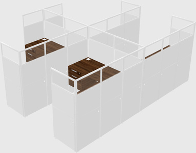 Shared l-shaped cubicle