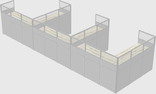 Shared l-shaped cubicle