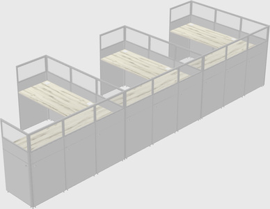 Shared l-shaped cubicle
