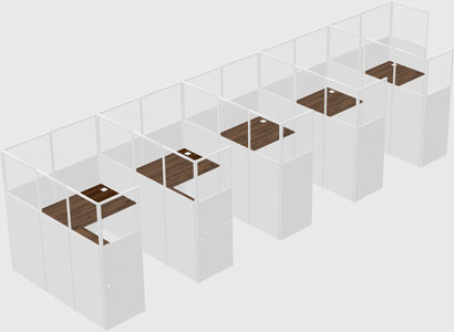 Shared l-shaped cubicle