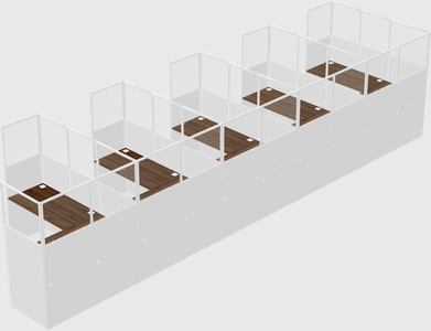 Shared l-shaped cubicle