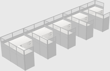 Shared l-shaped cubicle