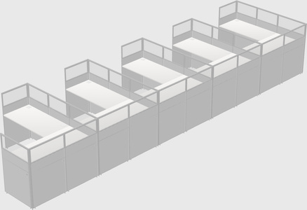 Shared l-shaped cubicle