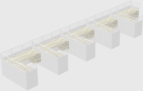 Shared l-shaped cubicle