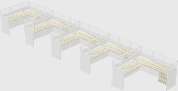 Shared l-shaped cubicle