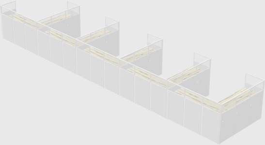 Shared l-shaped cubicle