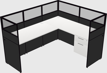Shared l-shaped cubicle