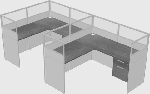 Shared l-shaped cubicle