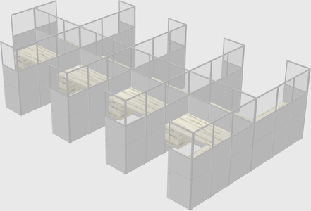 Shared l-shaped cubicle