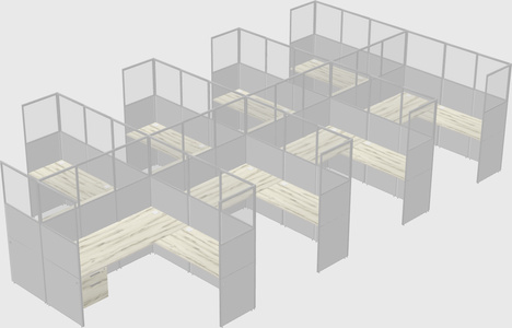 Shared l-shaped cubicle