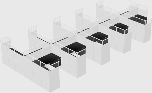 Shared l-shaped cubicle