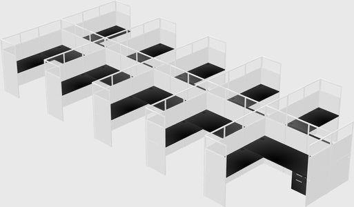 Shared l-shaped cubicle