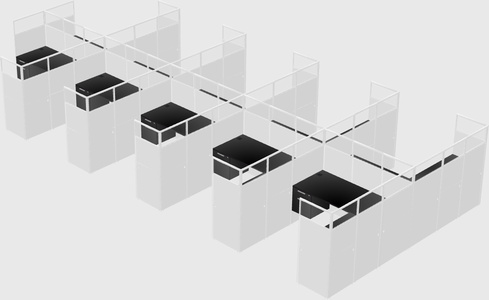 Shared l-shaped cubicle