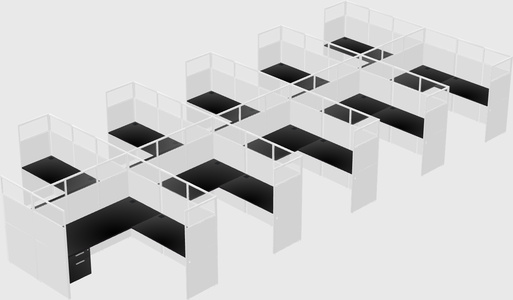 Shared l-shaped cubicle