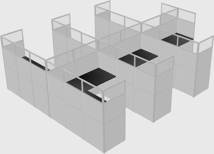 Shared l-shaped cubicle