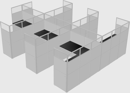Shared l-shaped cubicle