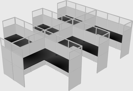 Shared l-shaped cubicle