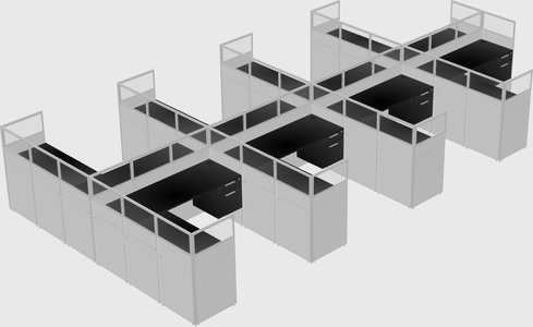 Shared l-shaped cubicle