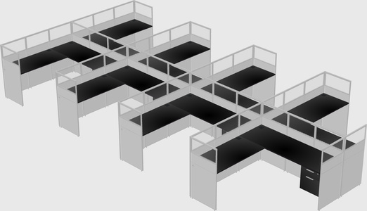 Shared l-shaped cubicle