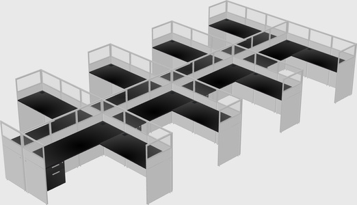 Shared l-shaped cubicle