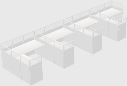 Shared l-shaped cubicle