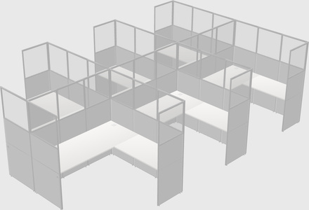 Shared l-shaped cubicle