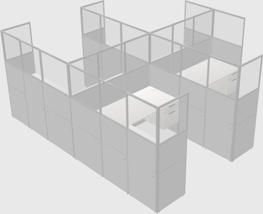 Shared l-shaped cubicle