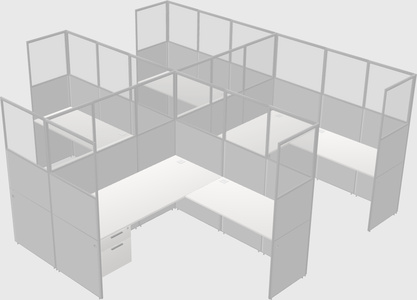 Shared l-shaped cubicle