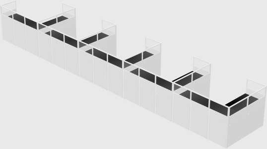 Shared l-shaped cubicle