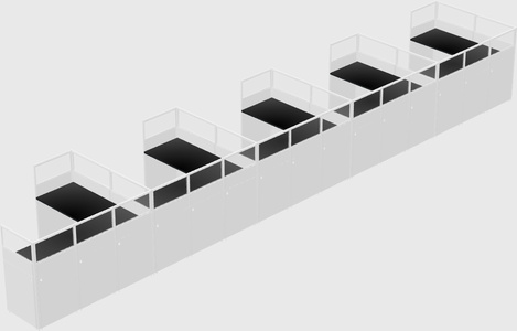 Shared l-shaped cubicle