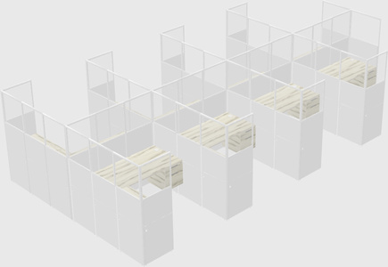 Shared l-shaped cubicle