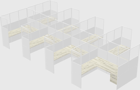 Shared l-shaped cubicle
