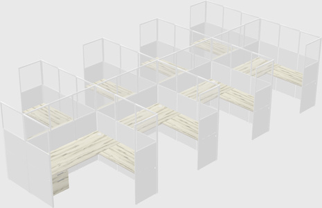 Shared l-shaped cubicle