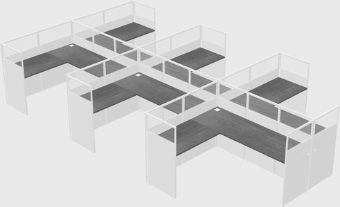 Shared l-shaped cubicle