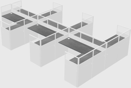 Shared l-shaped cubicle