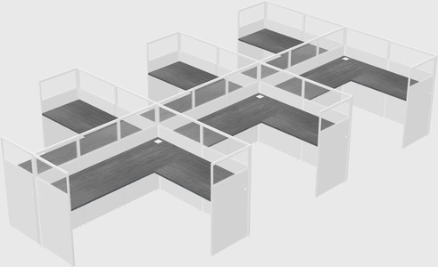 Shared l-shaped cubicle