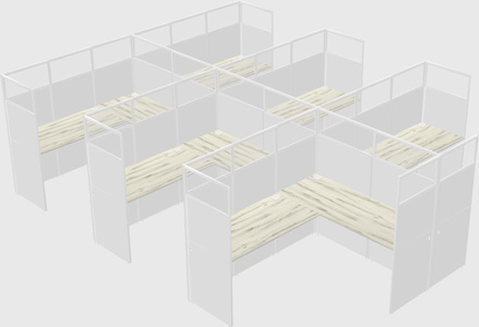 Shared l-shaped cubicle