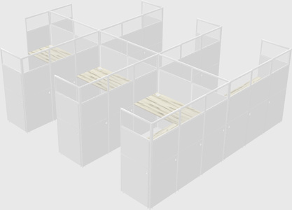 Shared l-shaped cubicle