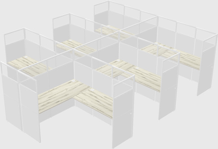Shared l-shaped cubicle
