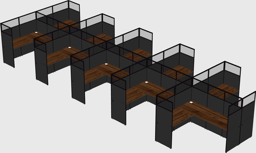 Shared l-shaped cubicle
