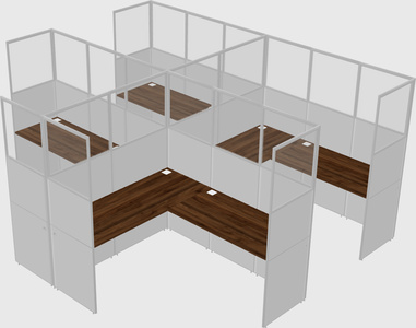 Shared l-shaped cubicle