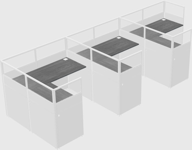 Shared l-shaped cubicle
