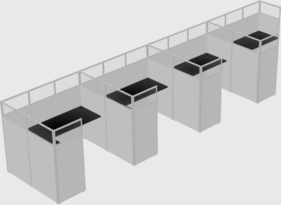 Shared l-shaped cubicle