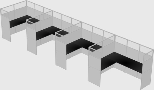 Shared l-shaped cubicle
