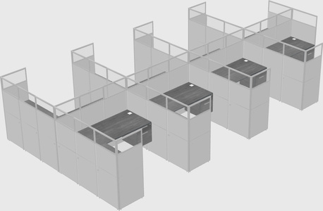 Shared l-shaped cubicle