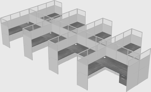 Shared l-shaped cubicle