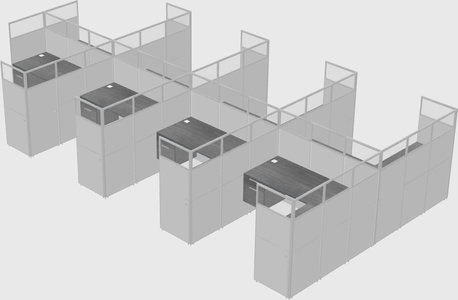Shared l-shaped cubicle
