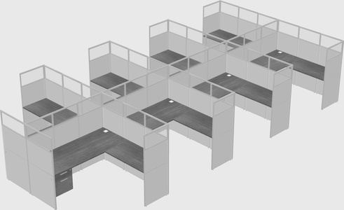 Shared l-shaped cubicle