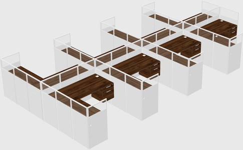 Shared l-shaped cubicle